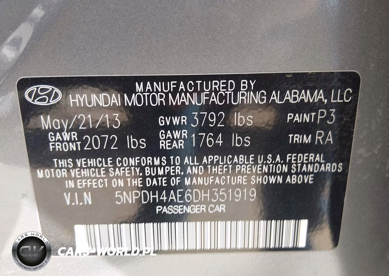 2013 Hyundai Elantra Gls VIN:5NPDH4AE6DH351919 - 9