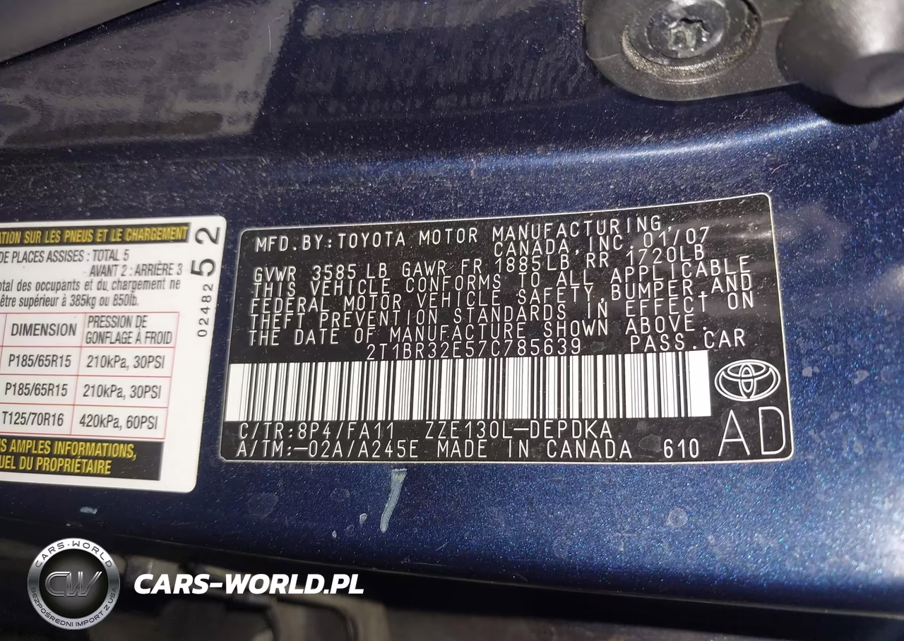 2007 Toyota Corolla Ce VIN:2T1BR32E57C785639 - 9