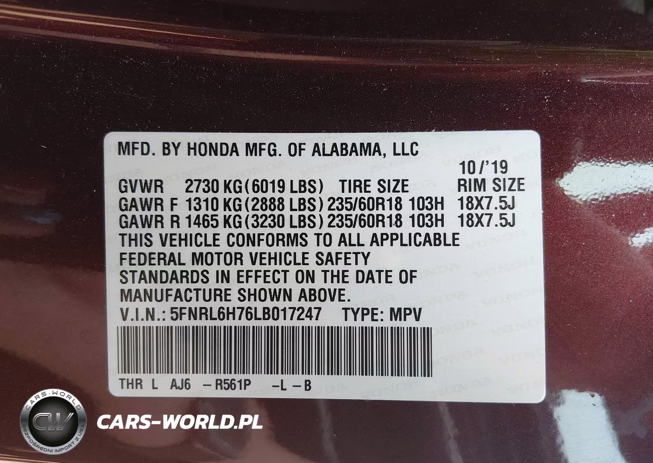 2020 Honda Odyssey Ex-L-Ex-L W-Navi Res VIN:5FNRL6H76LB017247 - 9