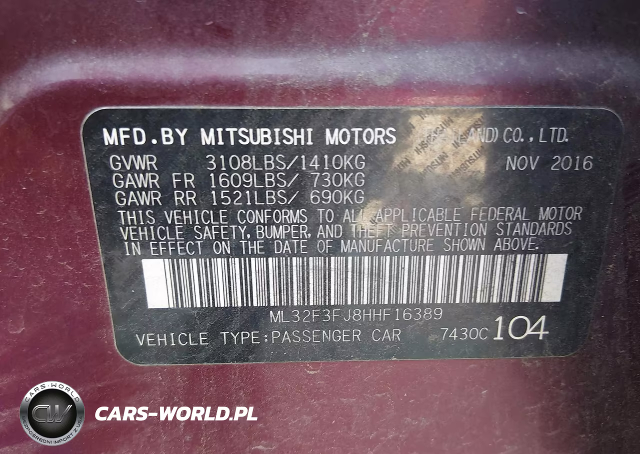 2017 Mitsubishi Mirage G4 Es VIN:ML32F3FJ8HHF16389 - 9