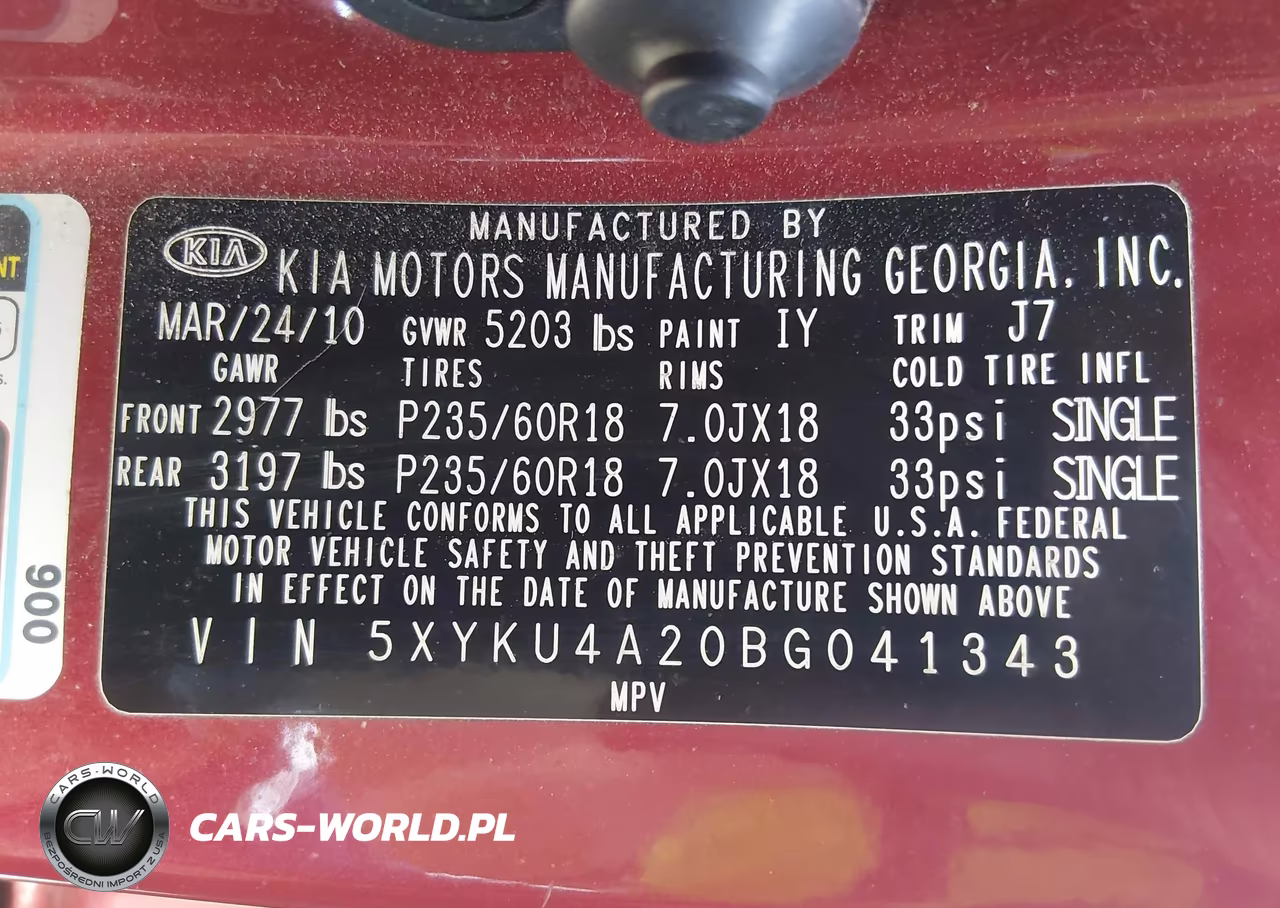 2011 Kia Sorento Ex V6 VIN:5XYKU4A20BG041343 - 9