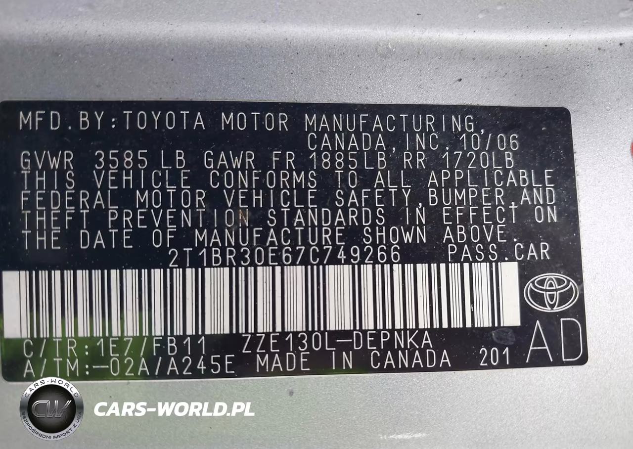 2007 Toyota Corolla Le VIN:2T1BR30E67C749266 - 9