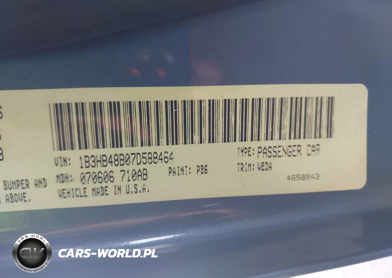 2007 Dodge Caliber Sxt VIN:1B3HB48B07D588464 - 9