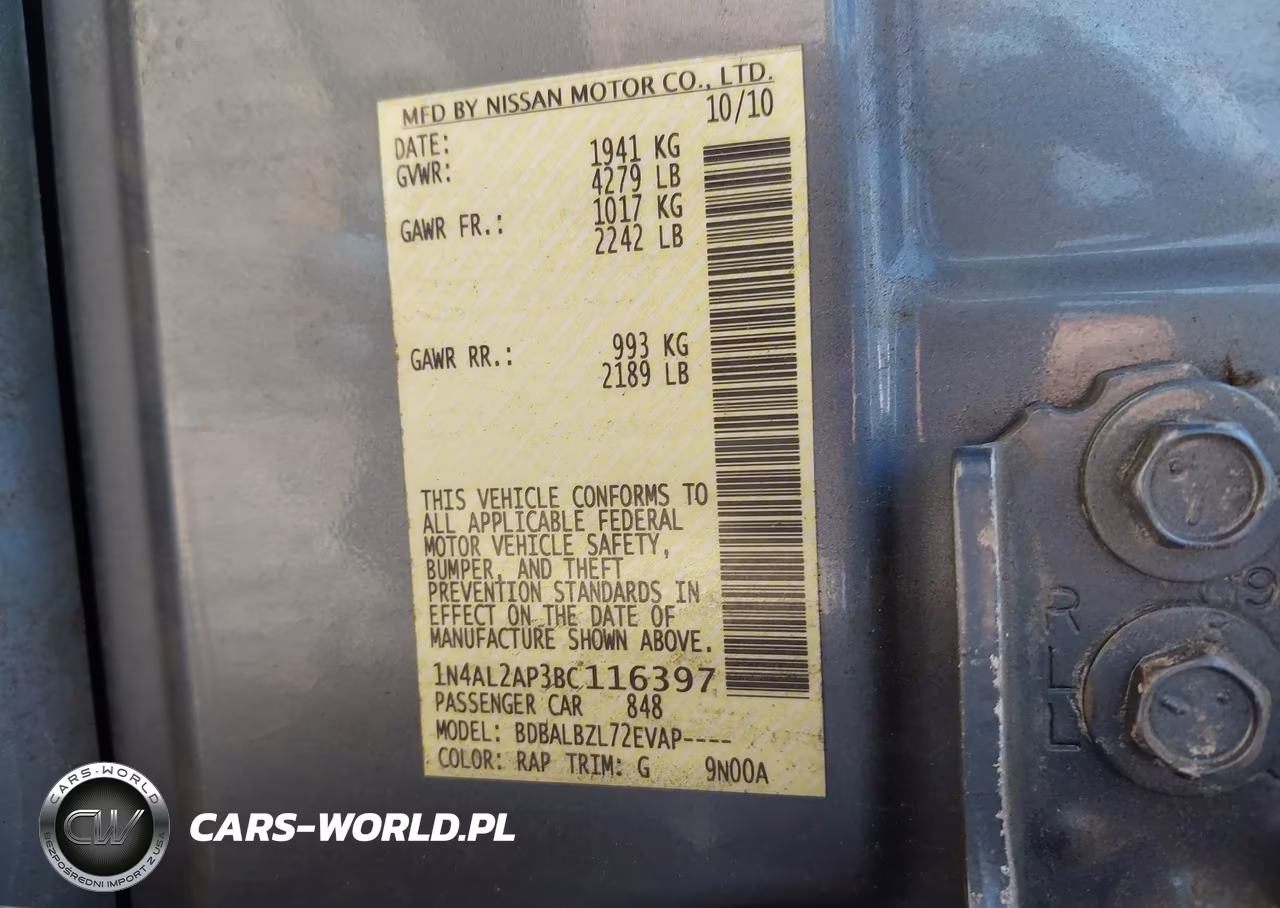 2011 Nissan Altima 2.5 S VIN:1N4AL2AP3BC116397 - 9