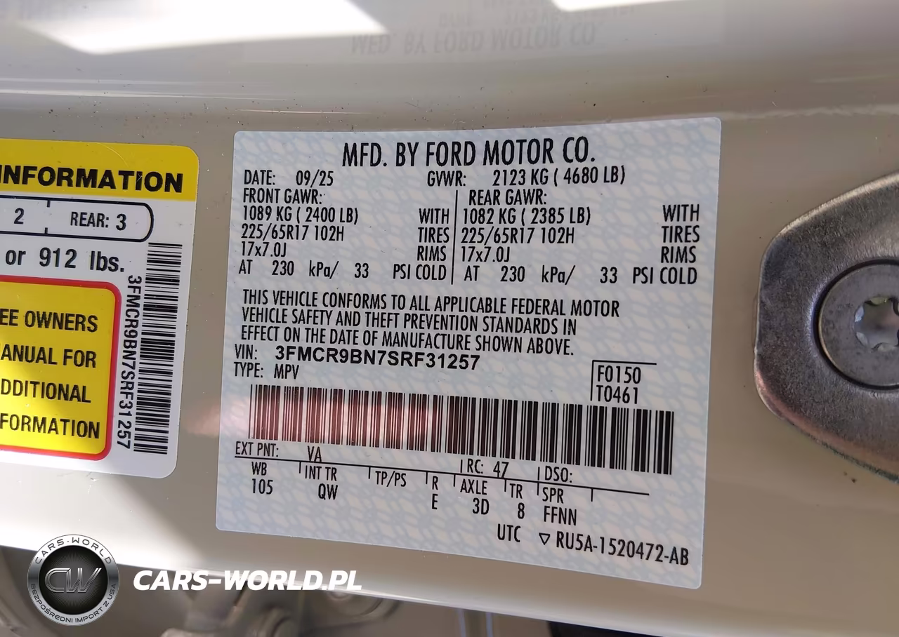 2025 Ford Bronco Sport Big Bend VIN:3FMCR9BN7SRF31257 - 9