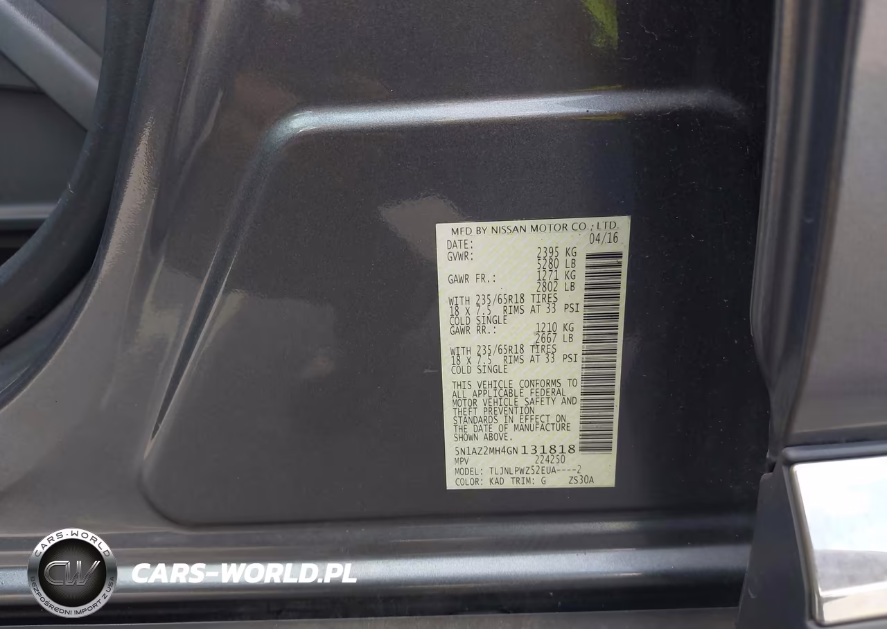 2016 Nissan Murano S VIN:5N1AZ2MH4GN131818 - 9