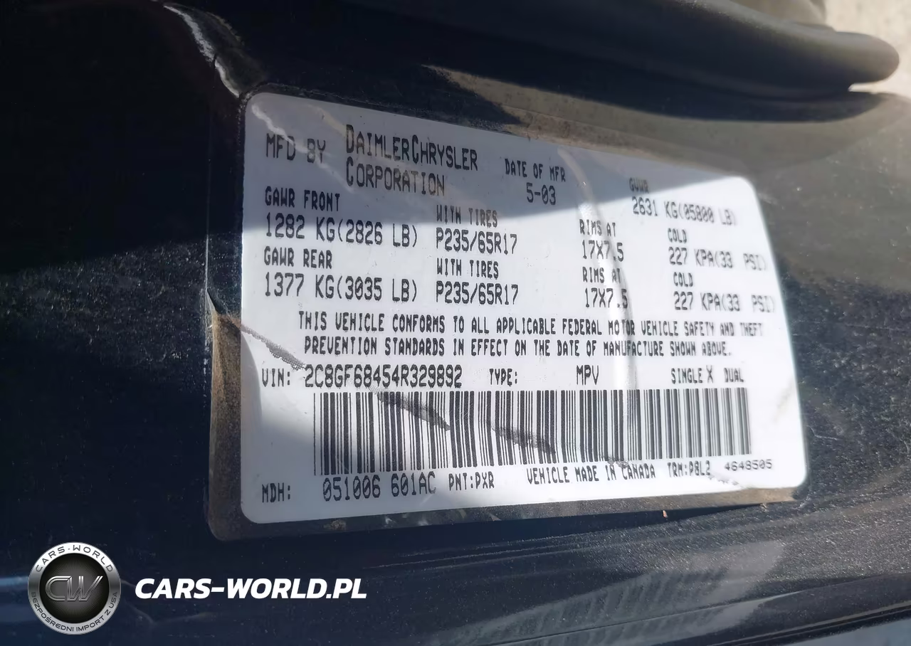 2004 Chrysler Pacifica VIN:2C8GF68454R329892 - 9