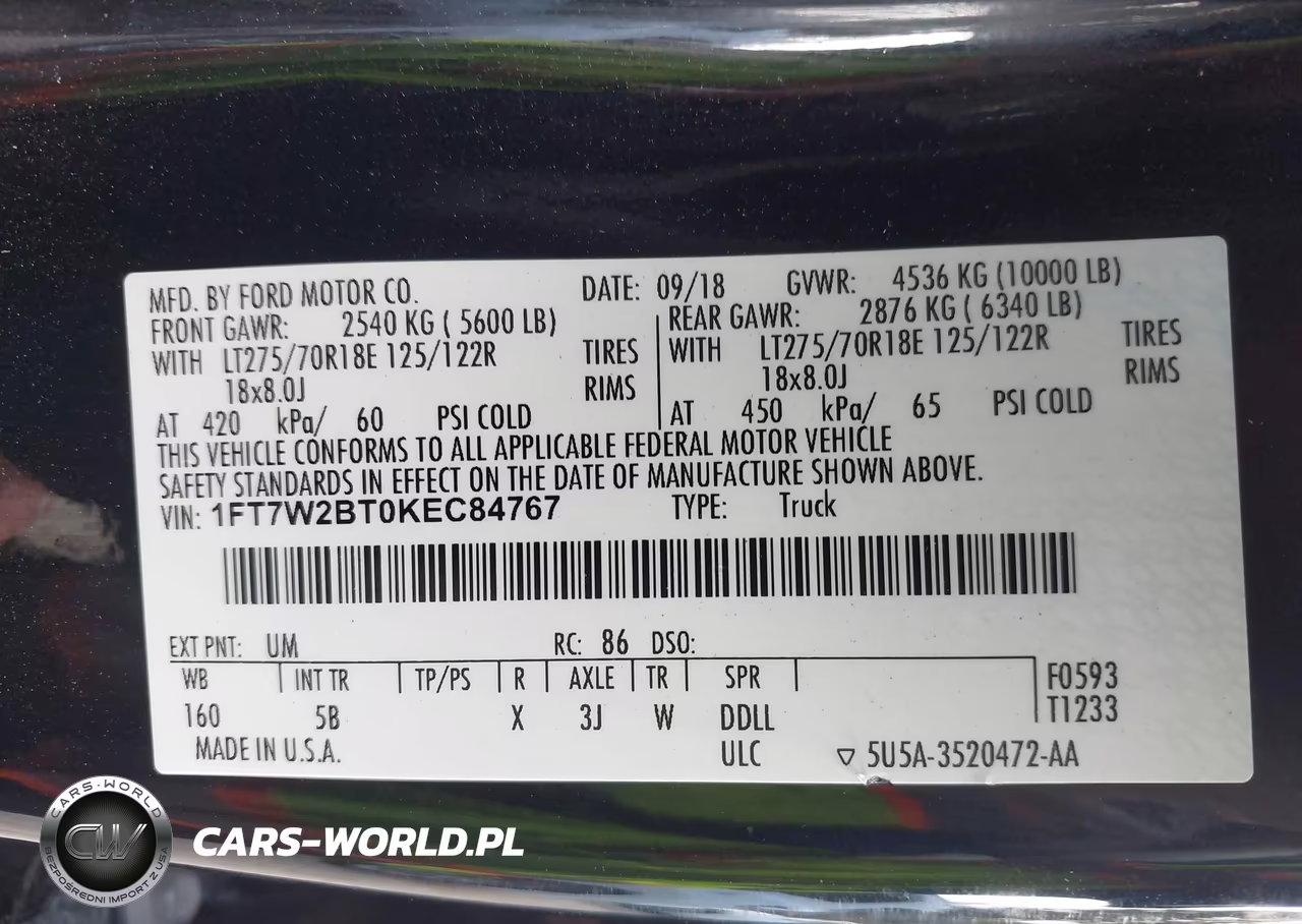 2019 Ford F-250 Lariat VIN:1FT7W2BT0KEC84767 - 9