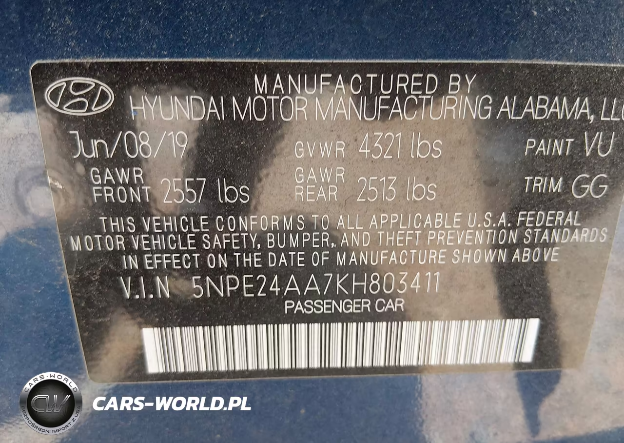 2019 Hyundai Sonata Eco VIN:5NPE24AA7KH803411 - 9