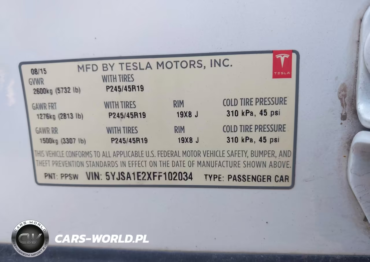 2015 Tesla Model S 70D-85D-P85D VIN:5YJSA1E2XFF102034 - 9
