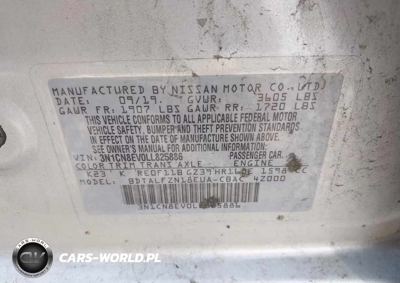 2020 Nissan Versa Sv Xtronic Cvt VIN:3N1CN8EV0LL825886 - 9