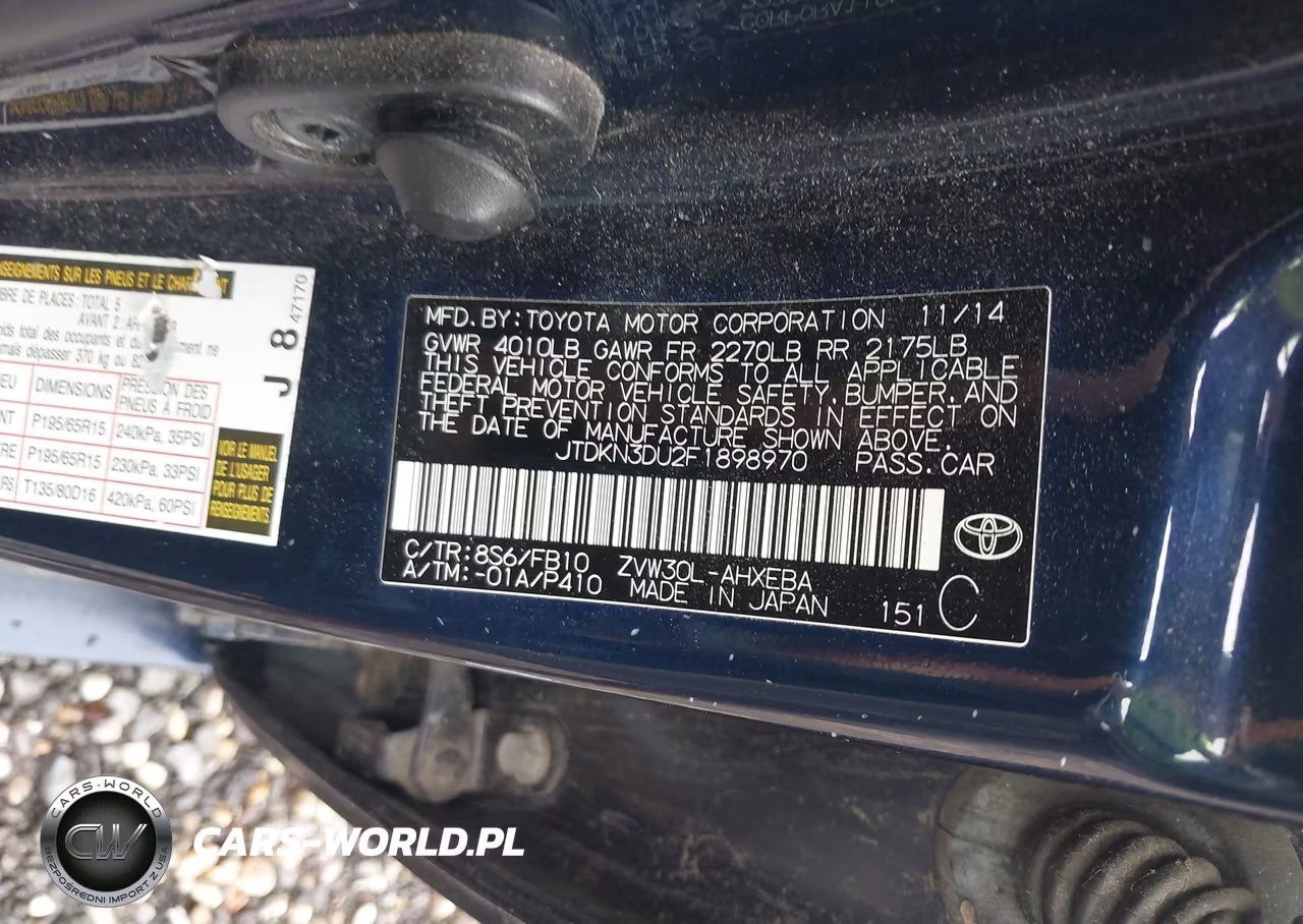 2015 Toyota Prius Two VIN:JTDKN3DU2F1898970 - 9