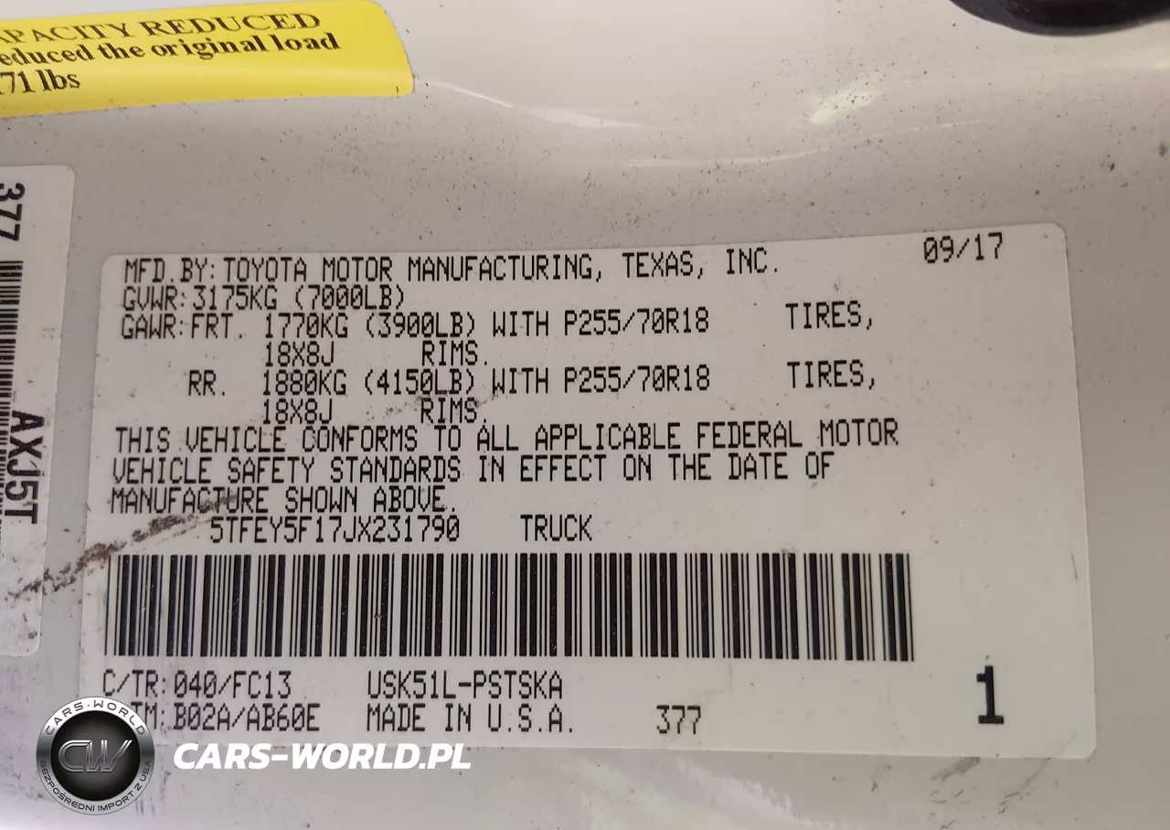 2018 Toyota Tundra Sr5 5.7L V8 VIN:5TFEY5F17JX231790 - 9