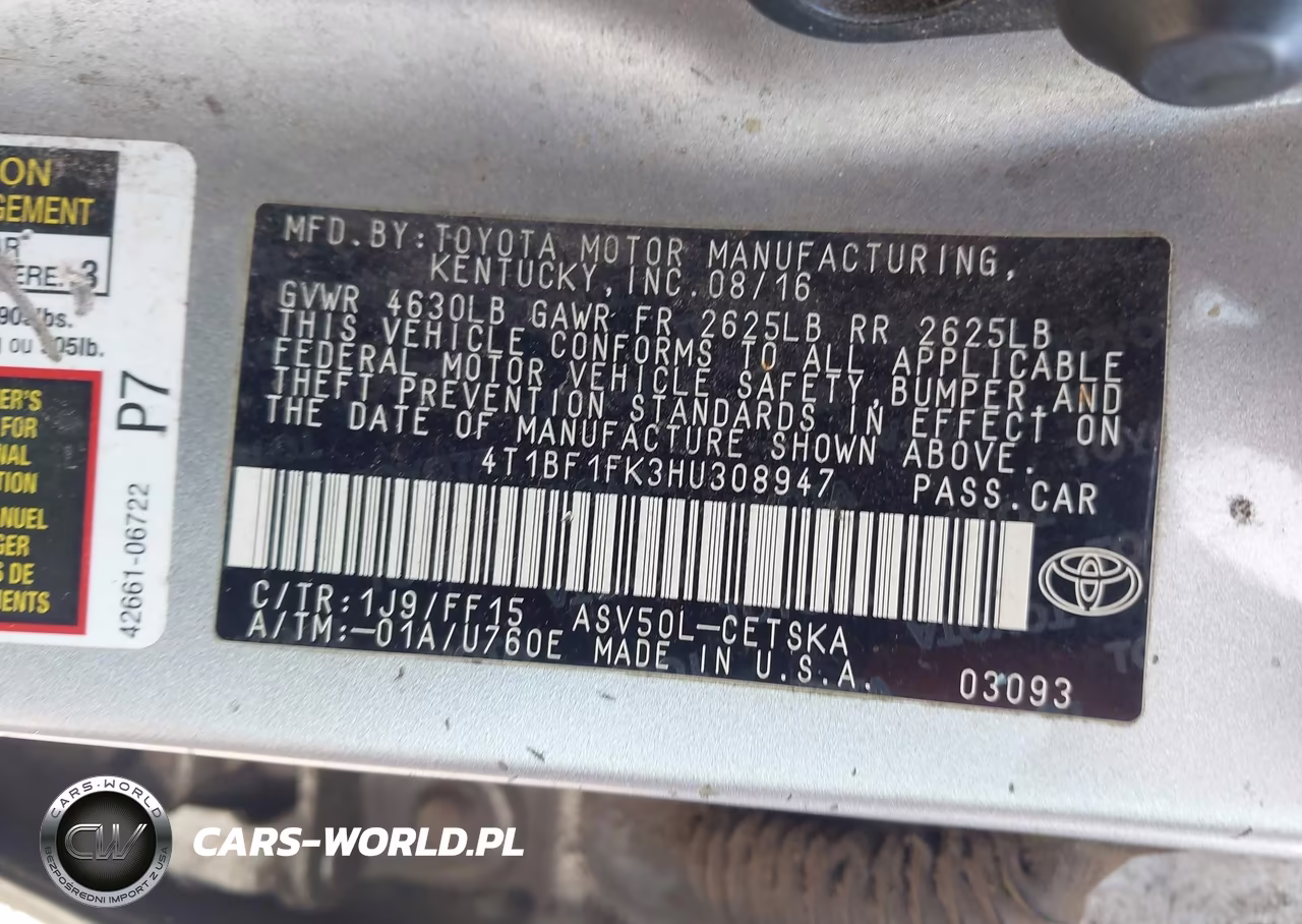 2017 Toyota Camry Se VIN:4T1BF1FK3HU308947 - 9
