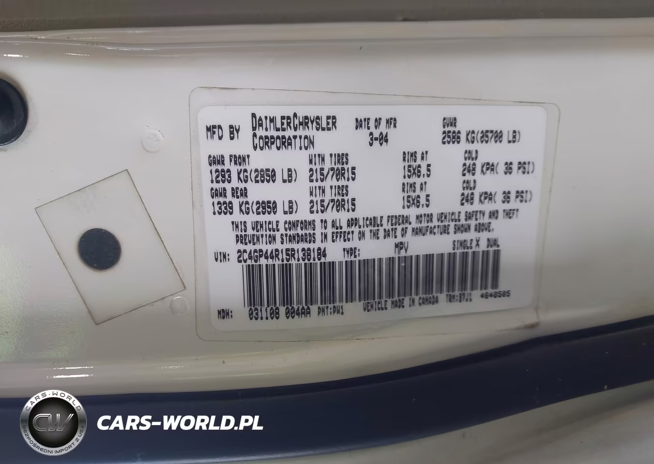 2005 Chrysler Town & Country Lx VIN:2C4GP44R15R138184 - 9