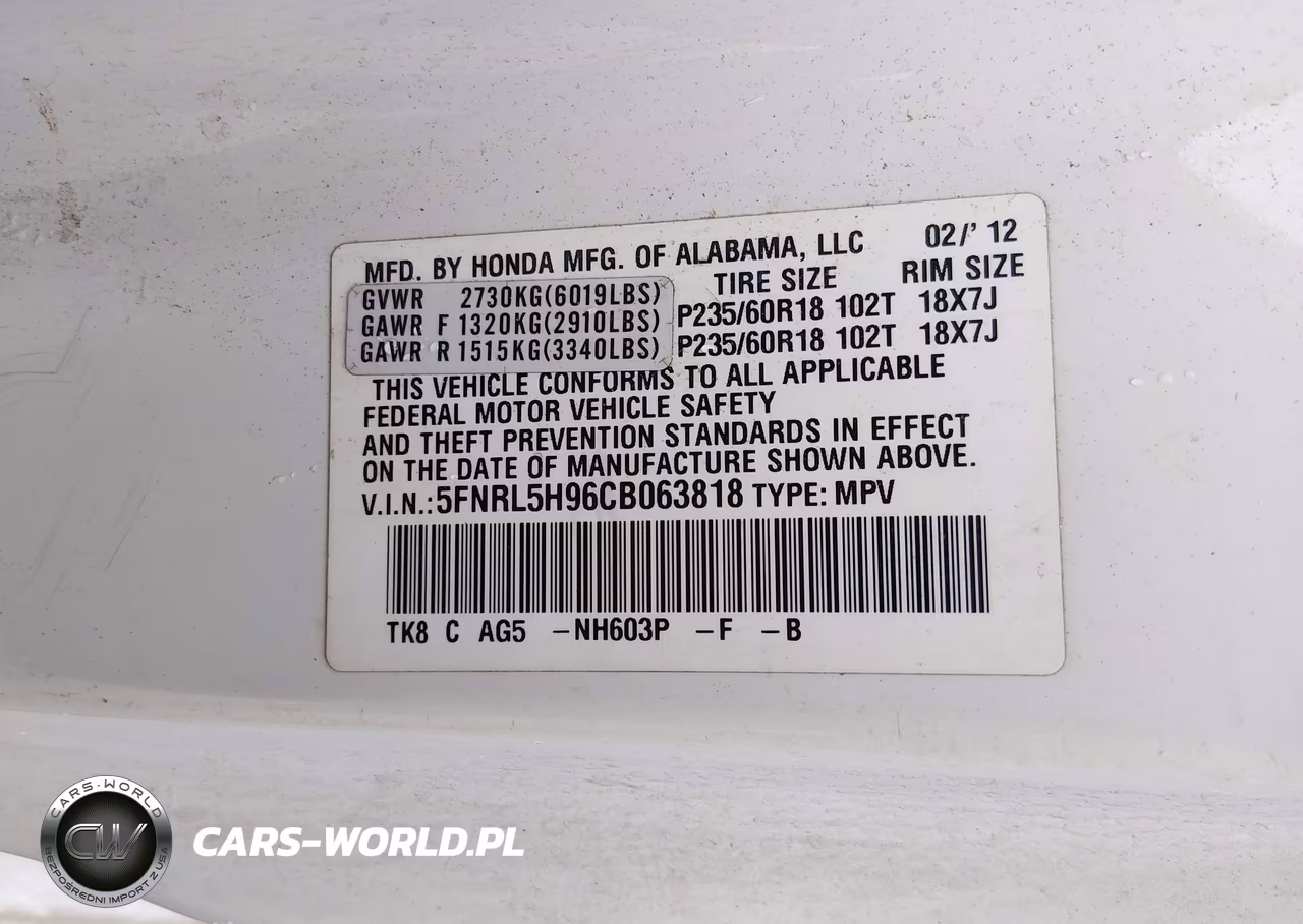 2012 Honda Odyssey Touring-Touring Elite VIN:5FNRL5H96CB063818 - 9