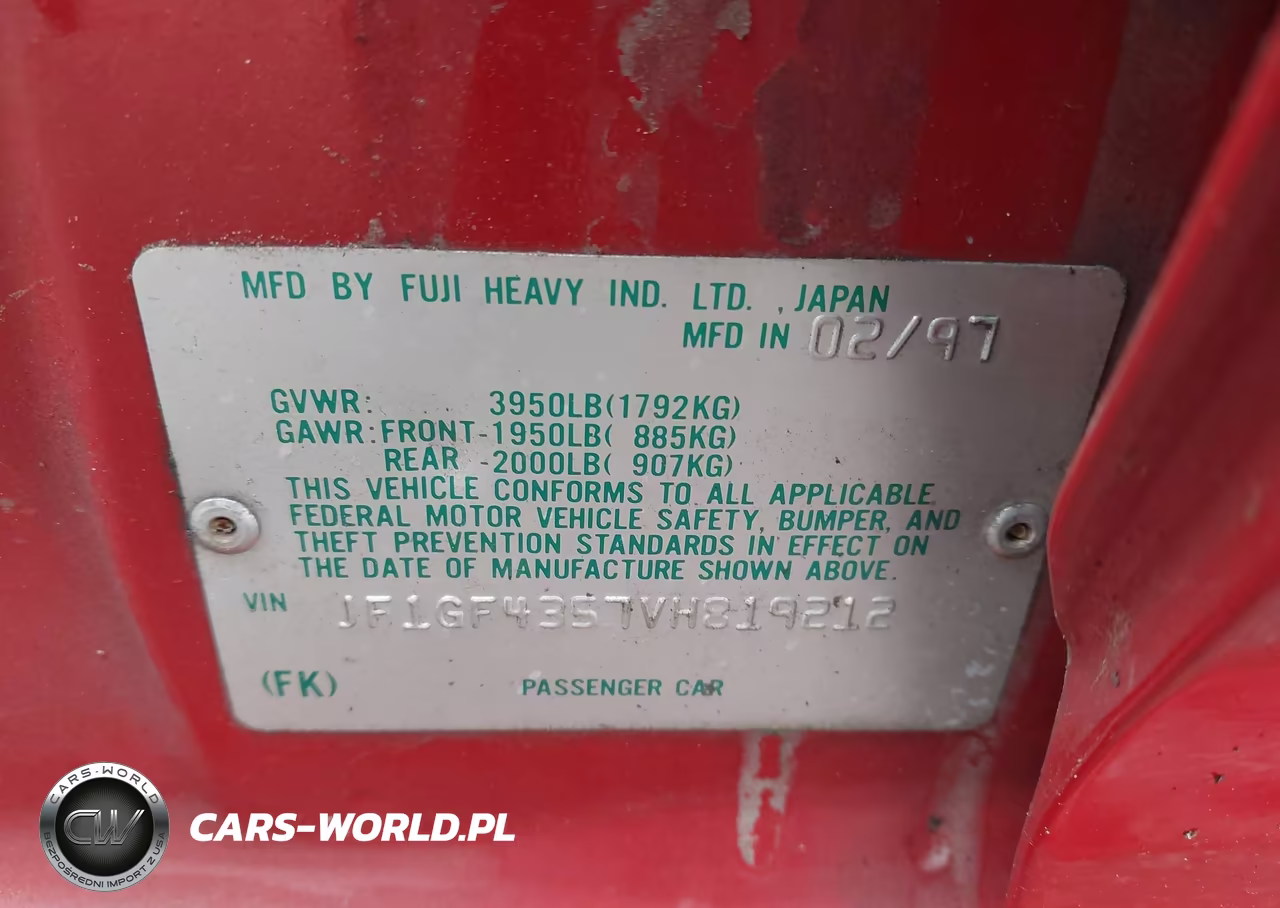 1997 Subaru Impreza L VIN:JF1GF4357VH819212 - 9