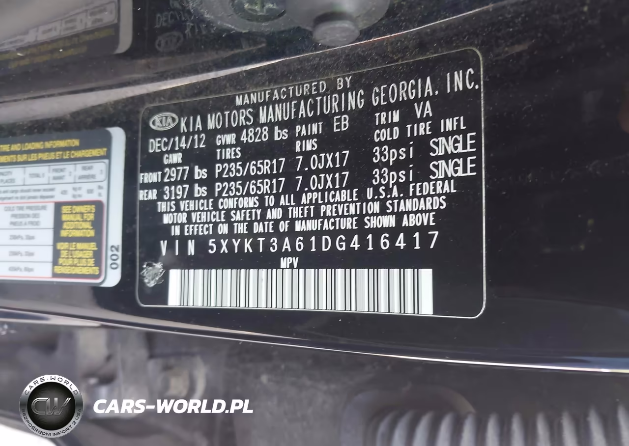 2013 Kia Sorento Lx VIN:5XYKT3A61DG416417 - 9