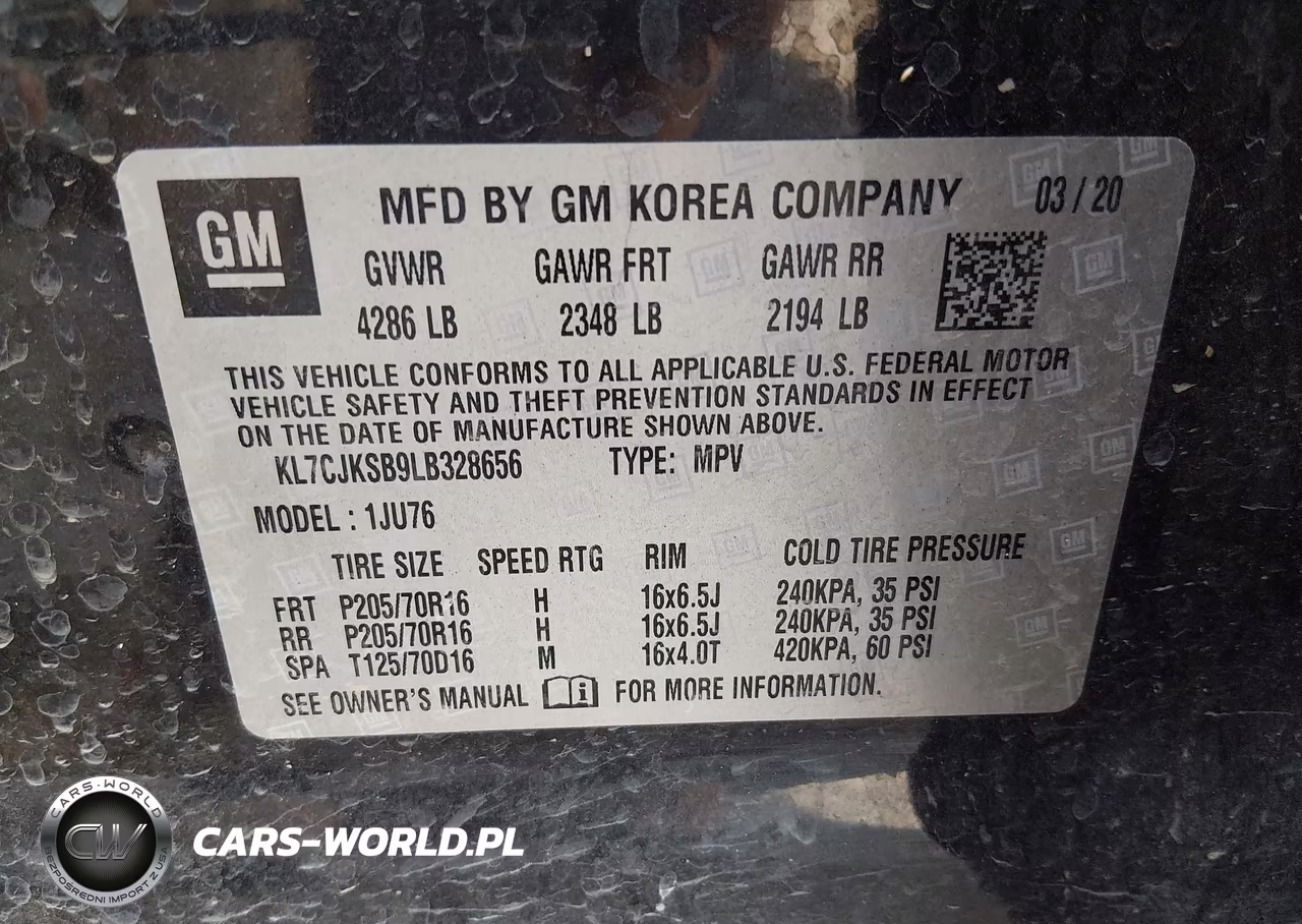 2020 Chevrolet Trax Fwd Ls VIN:KL7CJKSB9LB328656 - 9