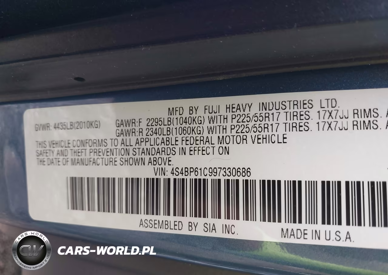 2009 Subaru Outback 2.5I VIN:4S4BP61C997330686 - 9