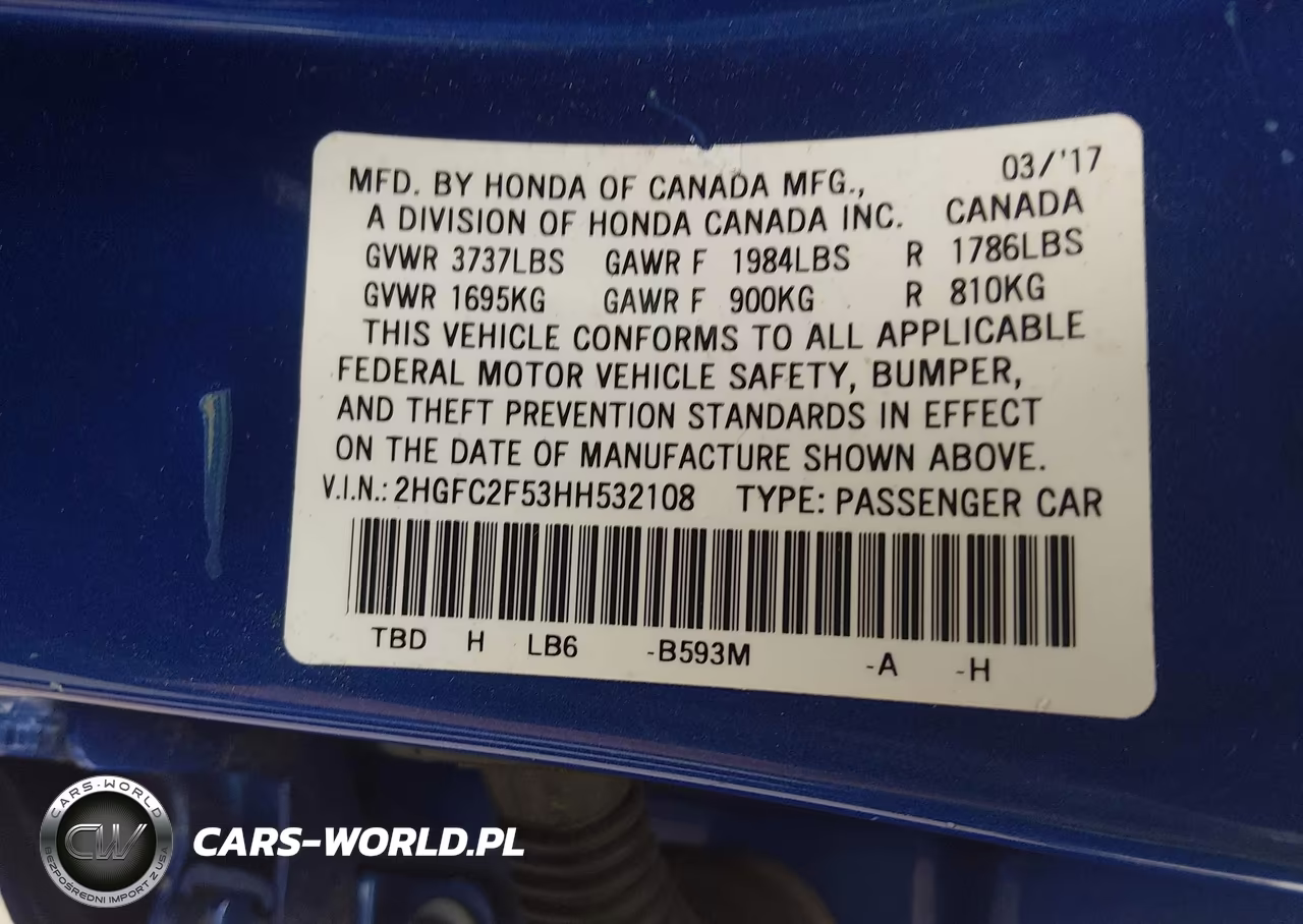 2017 Honda Civic Lx VIN:2HGFC2F53HH532108 - 9