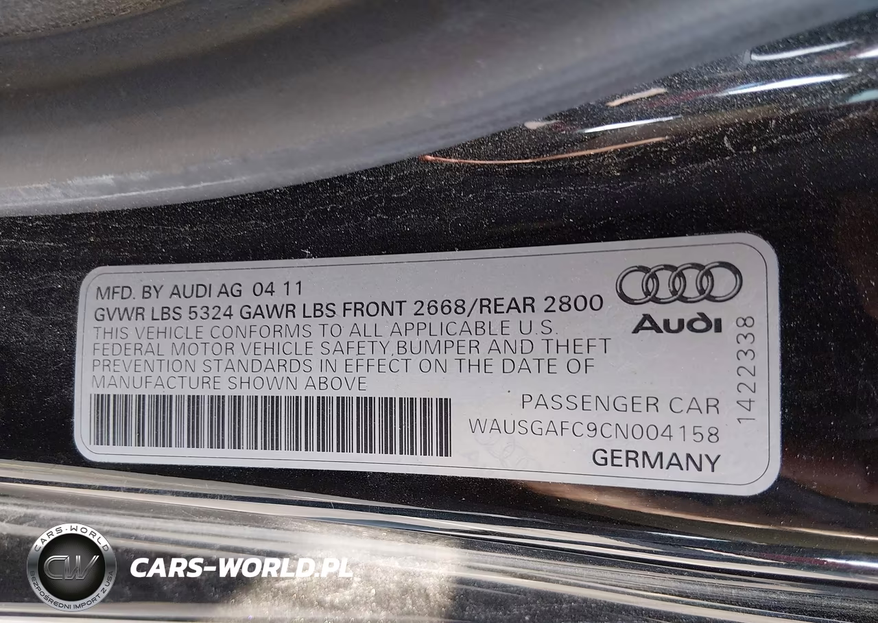 2012 Audi A7 3.0 Prestige VIN:WAUSGAFC9CN004158 - 9
