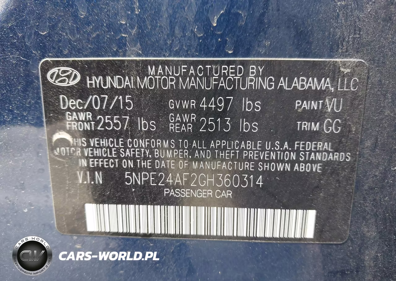 2016 Hyundai Sonata Se VIN:5NPE24AF2GH360314 - 9