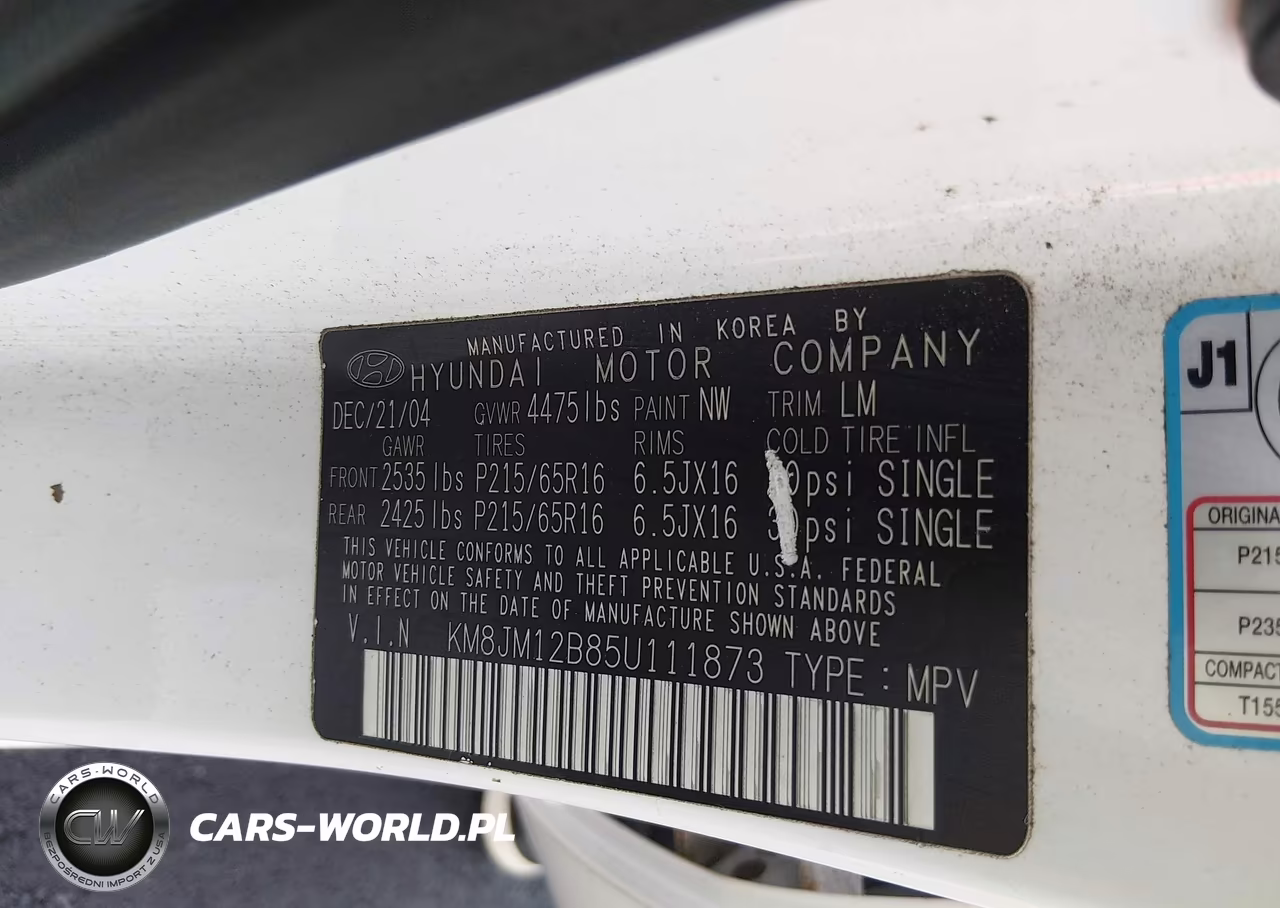 2005 Hyundai Tucson Gl VIN:KM8JM12B85U111873 - 9