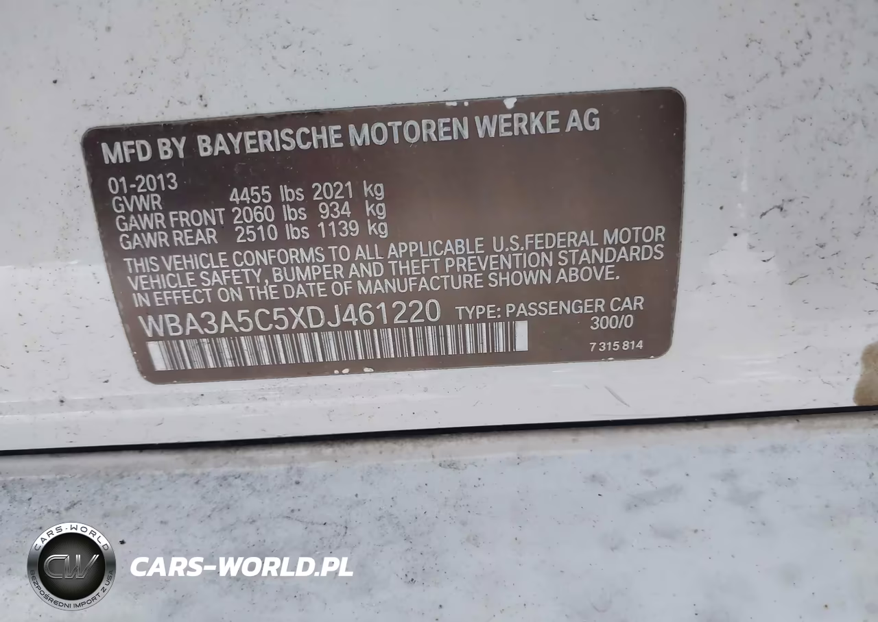 2013 BMW 328I VIN:WBA3A5C5XDJ461220 - 9