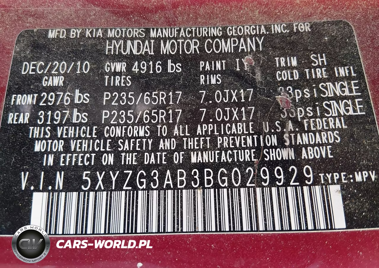2011 Hyundai Santa Fe Gls VIN:5XYZG3AB3BG029929 - 9