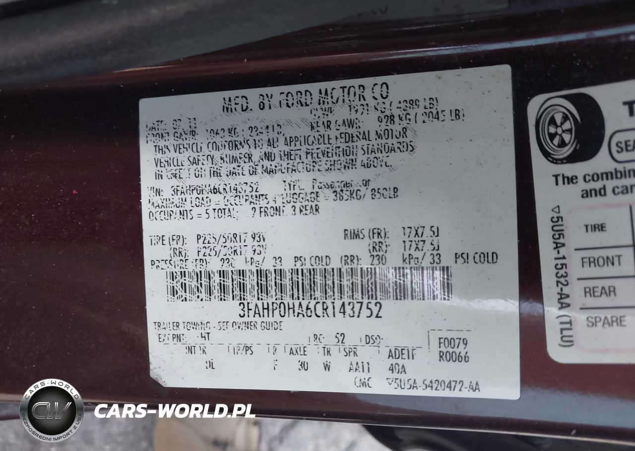 2012 Ford Fusion Se VIN:3FAHP0HA6CR143752 - 9