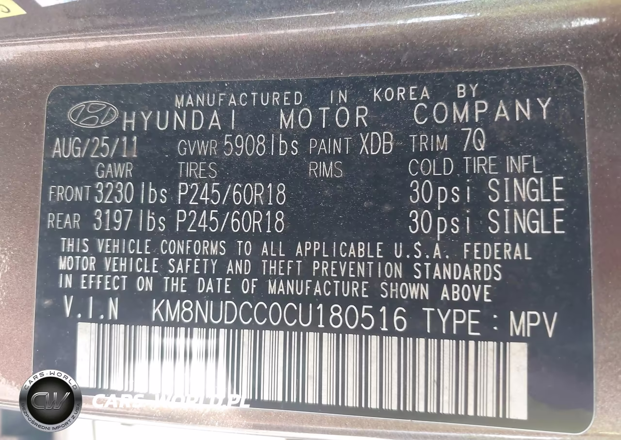 2012 Hyundai Veracruz Limited VIN:KM8NUDCC0CU180516 - 9