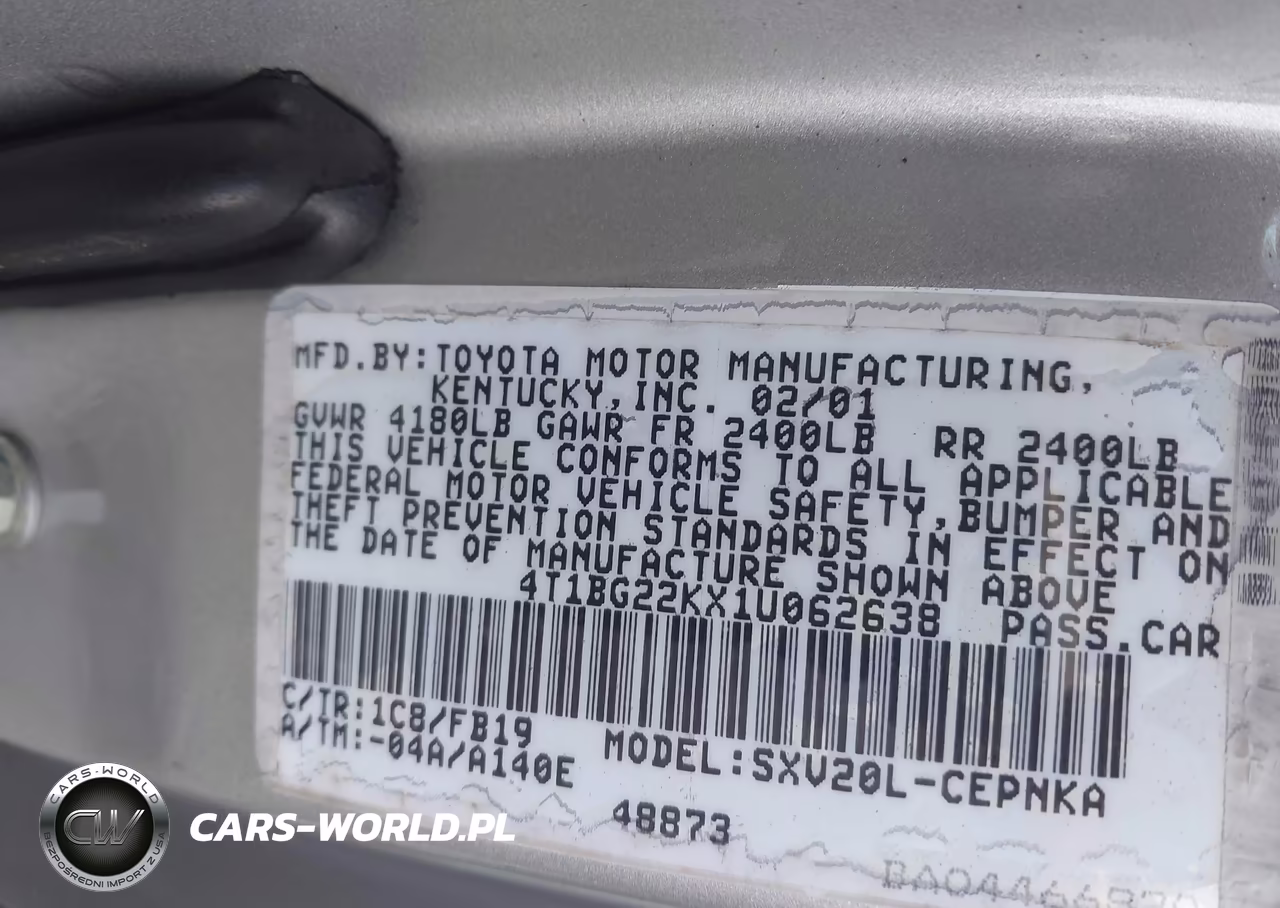 2001 Toyota Camry Le VIN:4T1BG22KX1U062638 - 9
