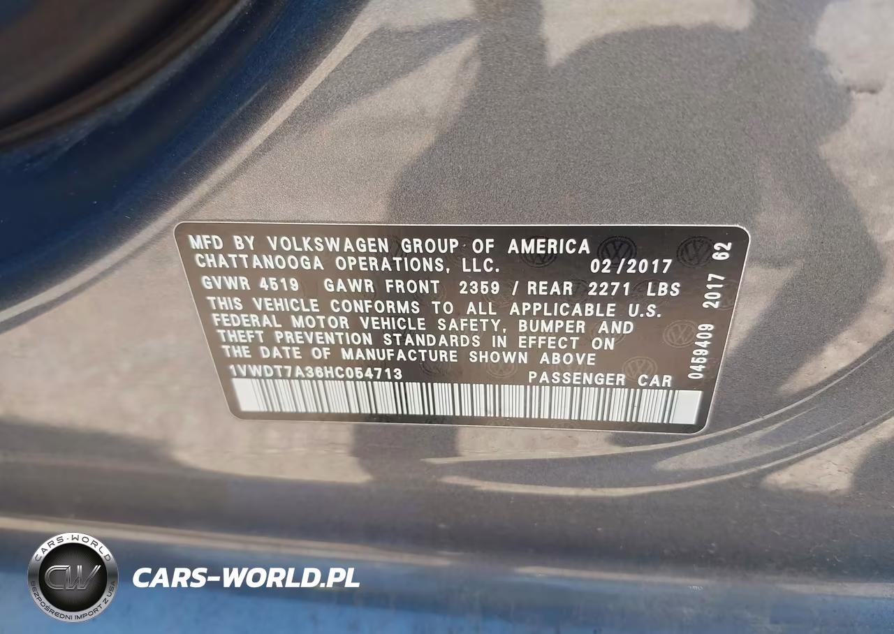 2017 Volkswagen Passat 1.8T R-Line VIN:1VWDT7A36HC054713 - 9