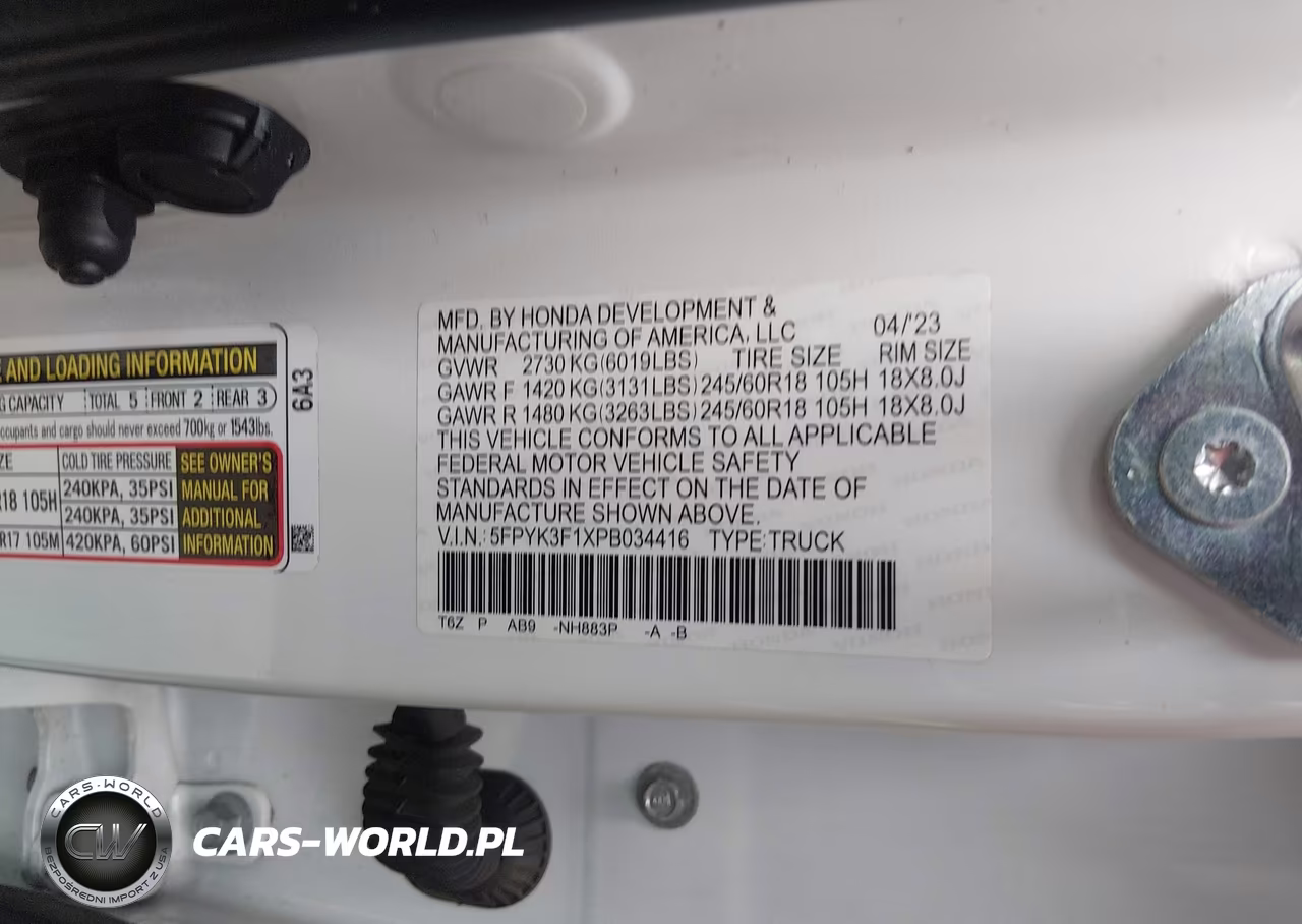 2023 Honda Ridgeline Sport VIN:5FPYK3F1XPB034416 - 9