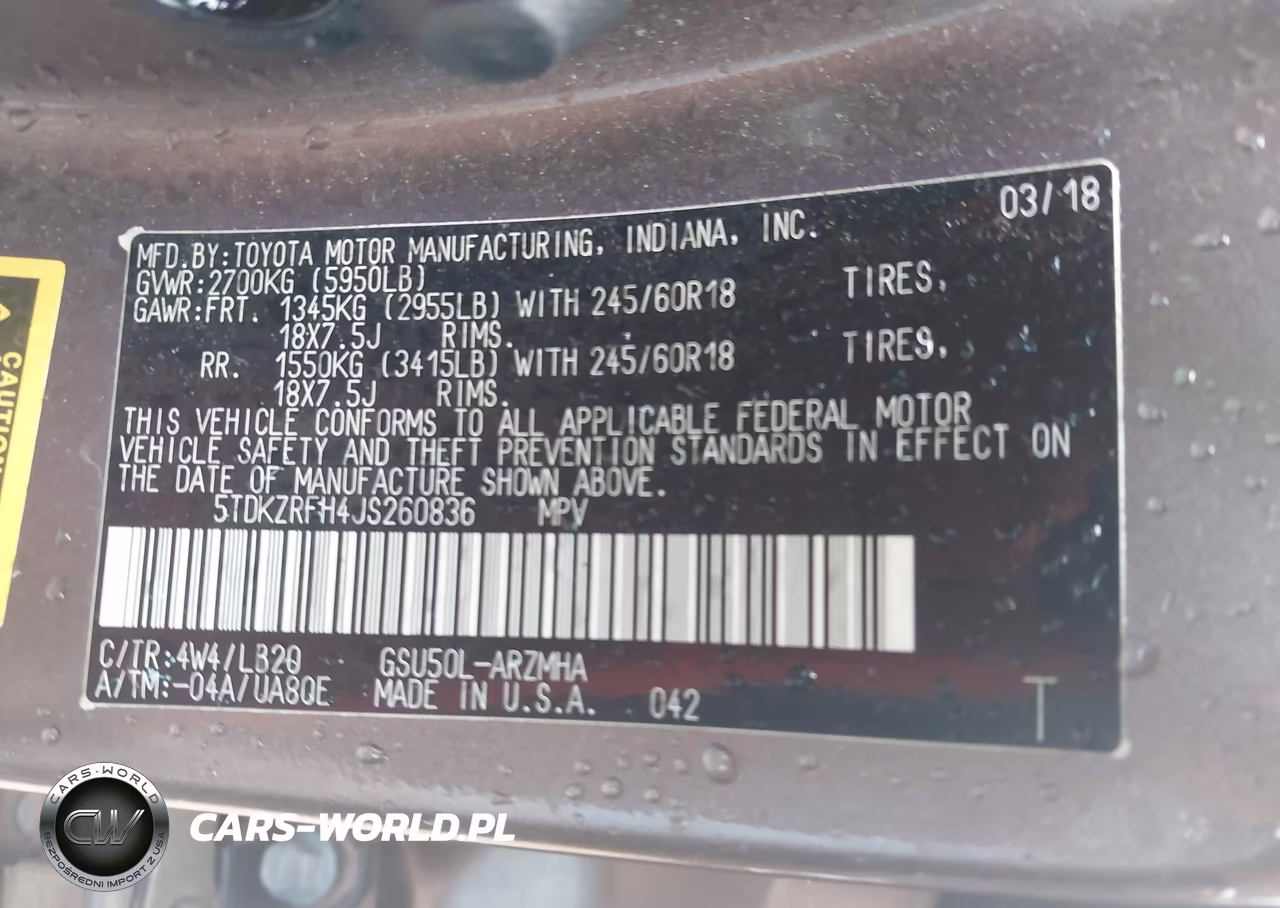2018 Toyota Highlander Xle VIN:5TDKZRFH4JS260836 - 9