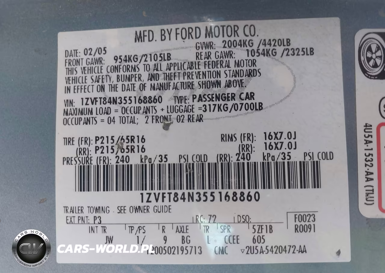 2005 Ford Mustang VIN:1ZVFT84N355168860 - 9