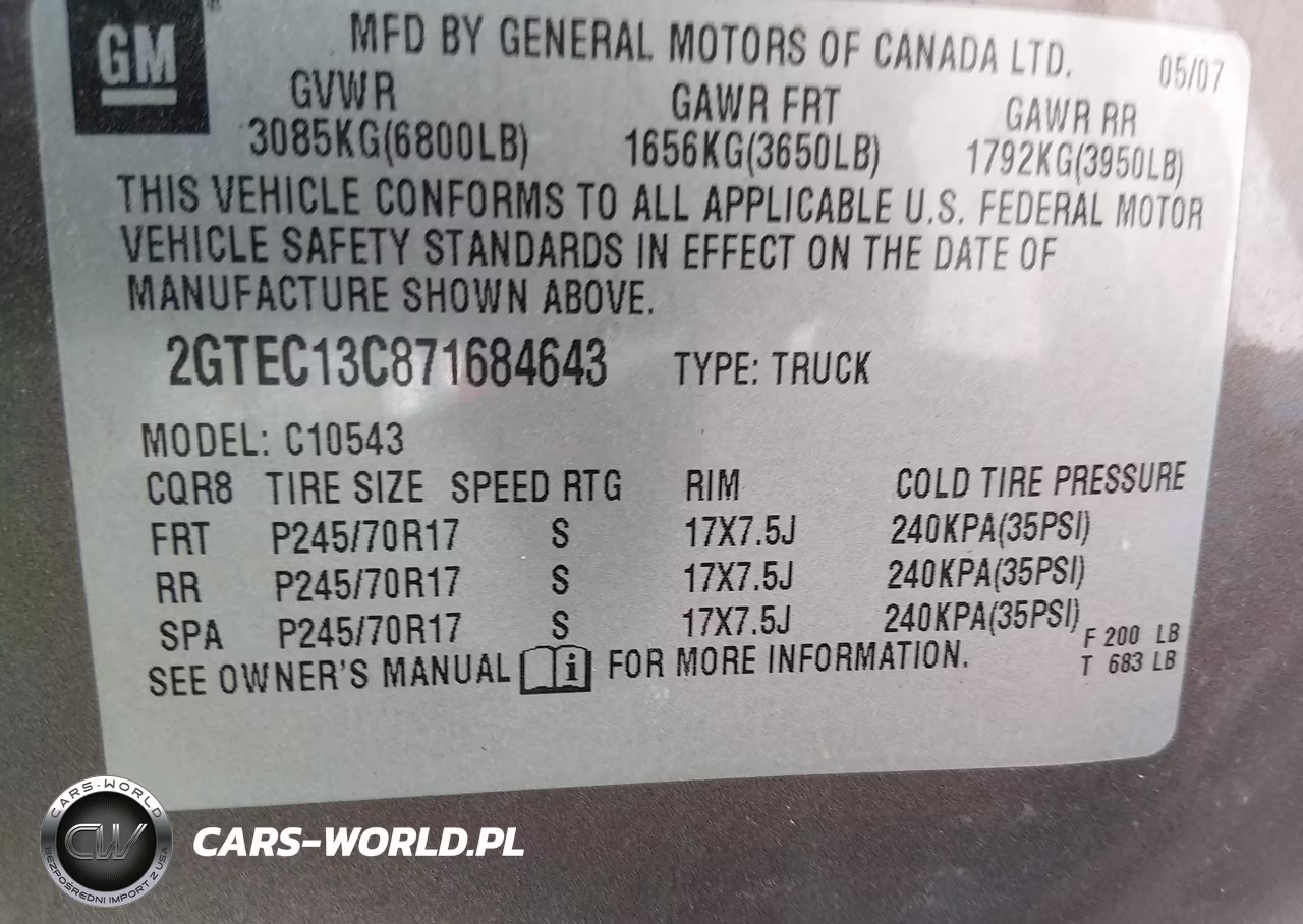 2007 GMC Sierra 1500 Sle1 VIN:2GTEC13C871684643 - 9