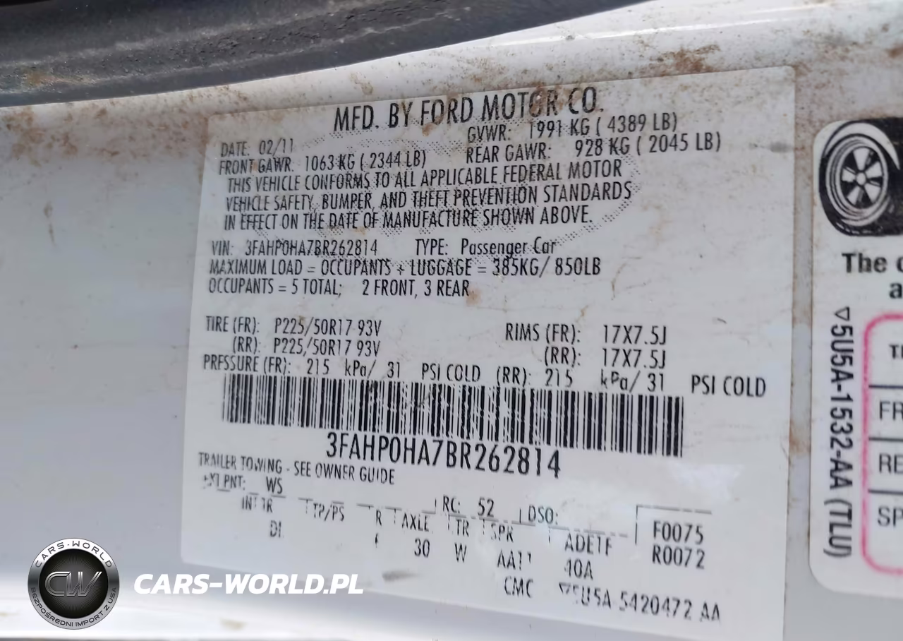 2011 Ford Fusion Se VIN:3FAHP0HA7BR262814 - 9