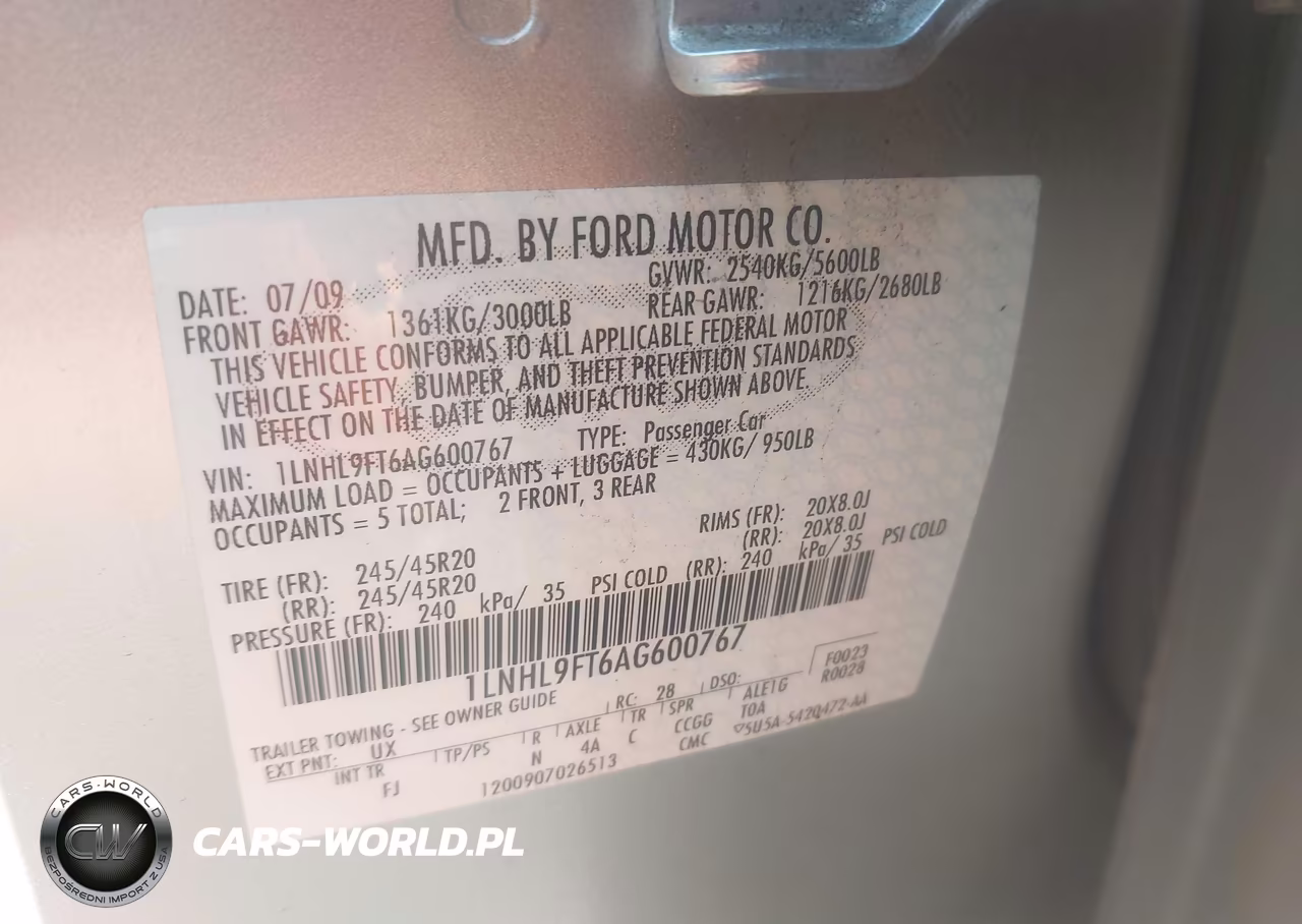 2010 Lincoln Mks Ecoboost VIN:1LNHL9FT6AG600767 - 9