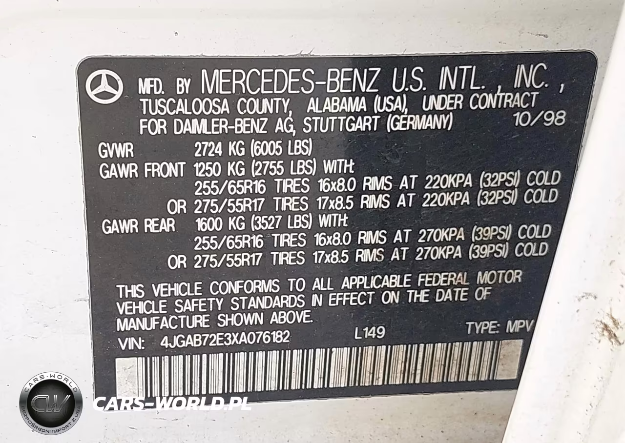 1999 Mercedes-Benz Ml 430 VIN:4JGAB72E3XA076182 - 9