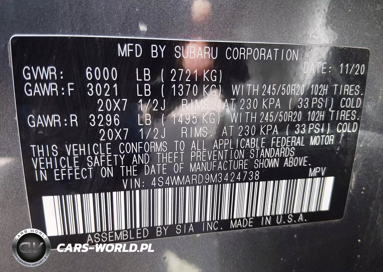 2021 Subaru Ascent Touring VIN:4S4WMARD9M3424738 - 9