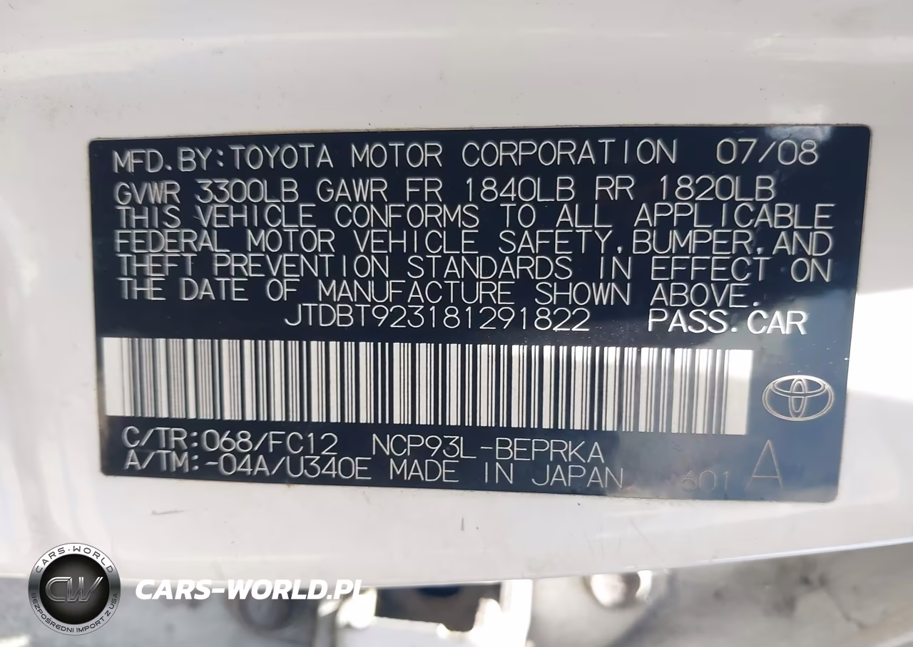 2008 Toyota Yaris VIN:JTDBT923181291822 - 9