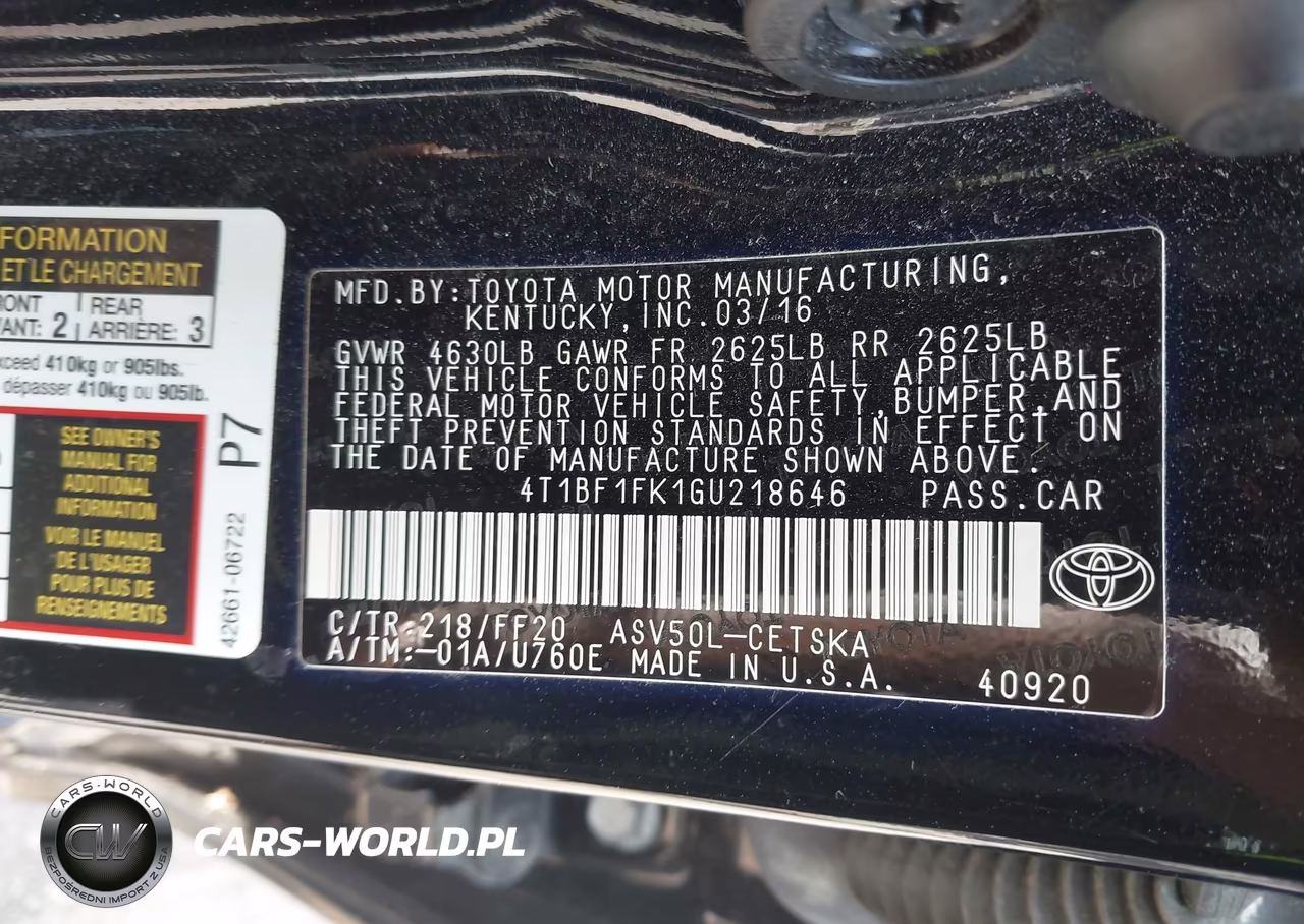 2016 Toyota Camry Se VIN:4T1BF1FK1GU218646 - 9