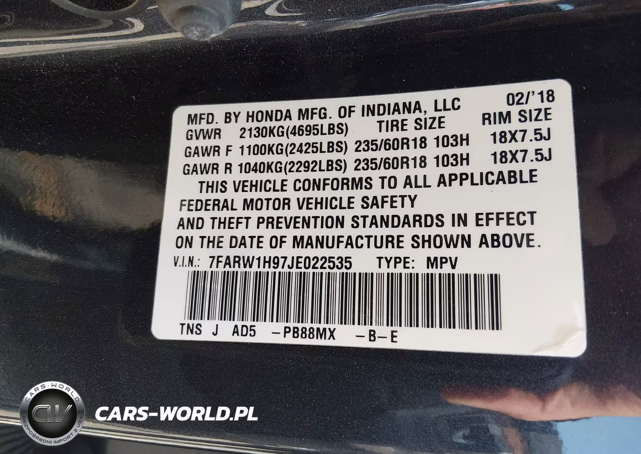 2018 Honda Cr-V Touring VIN:7FARW1H97JE022535 - 9