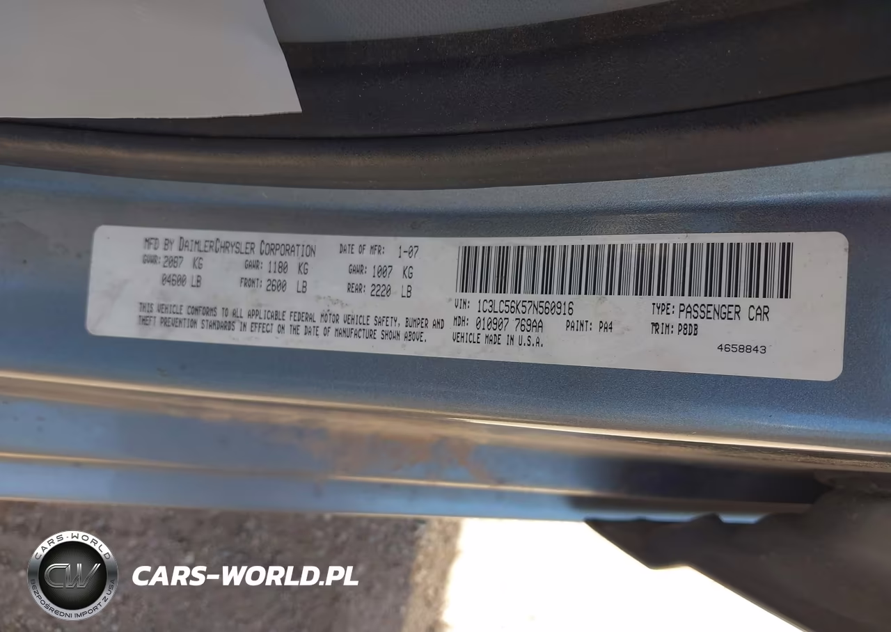 2007 Chrysler Sebring Touring VIN:1C3LC56K57N560916 - 9