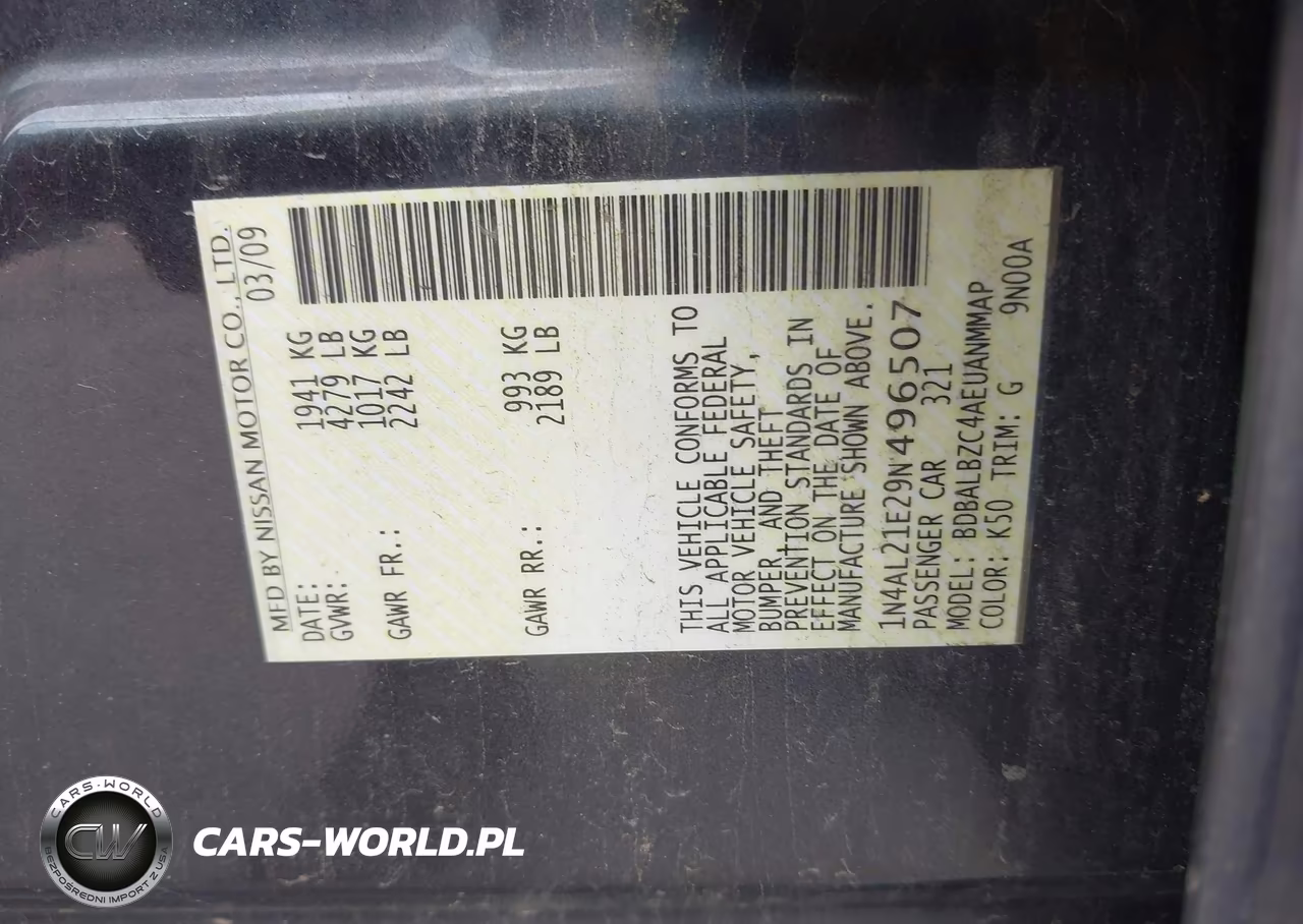 2009 Nissan Altima 2.5 S VIN:1N4AL21E29N496507 - 9