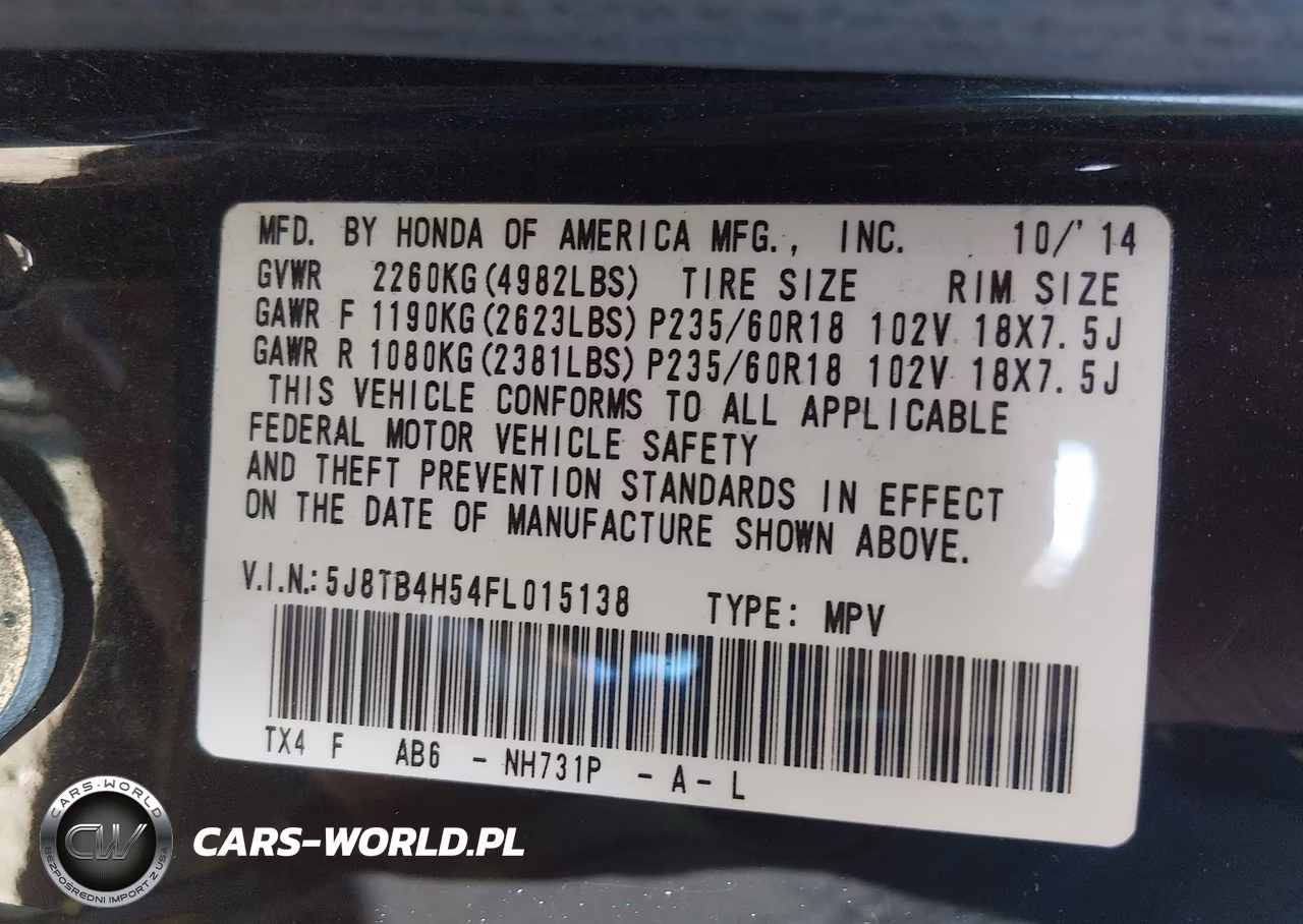 2015 Acura Rdx VIN:5J8TB4H54FL015138 - 9