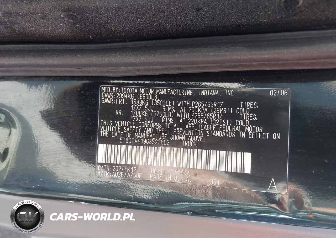 2006 Toyota Tundra Sr5 V8 VIN:5TBDT44196S523602 - 9