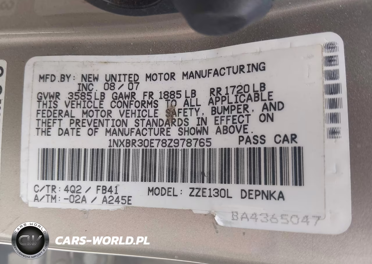 2008 Toyota Corolla Le VIN:1NXBR30E78Z978765 - 9